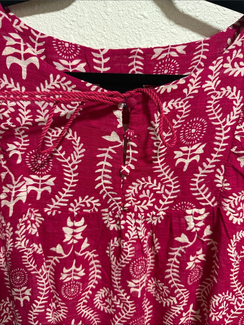 Studio Park Magenta Pink Floral Print Tassel Tie Cotton Shift Dress Medium - Picture 10 of 15